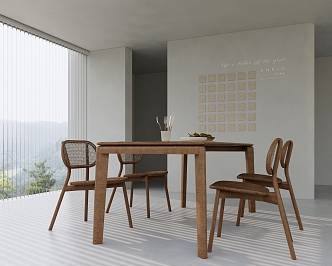 Wind Restaurant Dining Table and Chair Combination 3d model