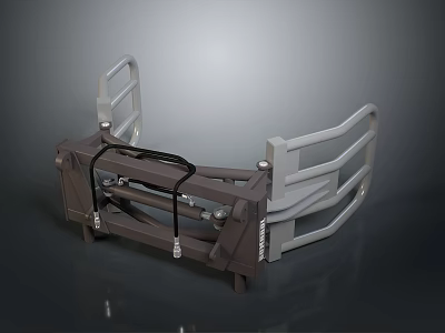 Industrial Metal Frame Mechanical Device With Gray Handrails And Brown Components 3d model