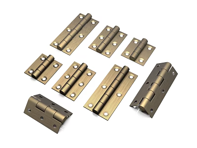 Brass Metal Hinges In Different Sizes For Door And Furniture Hardware Decorative 3d model