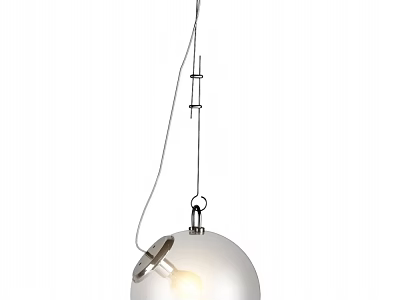 Modern Spherical Glass Pendant Light With Metal Frame And Illuminated Shade 3d model
