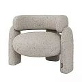 Modern Beige Fabric Leisure Chair With Rounded Armrests And Comfortable Design