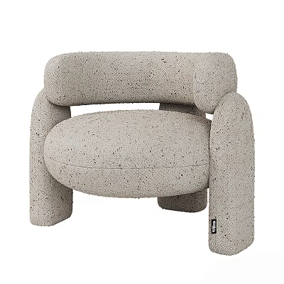 Modern Beige Fabric Leisure Chair With Rounded Armrests And Comfortable Design 3d model