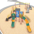 Colorful Outdoor Playground Equipment With Slides Climbing Frames Swings And Steps