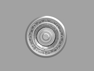 Metallic Circular Mechanical Component With Concentric Rings Hollow Design And Central Groove 3d model