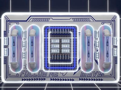 The future of science and technology, pipeline, industrial style, beer product display, US Chen photo clock-in background board 3d model