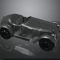 Silver Metallic Vintage Convertible Car With Streamlined Body And Black Wheels