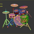 Professional Drum Set With Multiple Drums Cymbals And Chrome Metal Stands