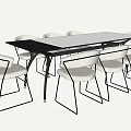 Minimalist Modern Conference Table With White Tabletop Black Legs And White Chairs