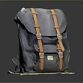Durable Blue Canvas Backpack With Brown Leather Straps For Daily Use