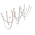 Modern Chandelier With Red White Brown Cords And Golden Ceiling Mounts