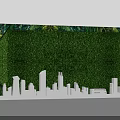 Contemporary Green Plant Wall Featuring Welcome Home Message and Urban City Silhouette Art