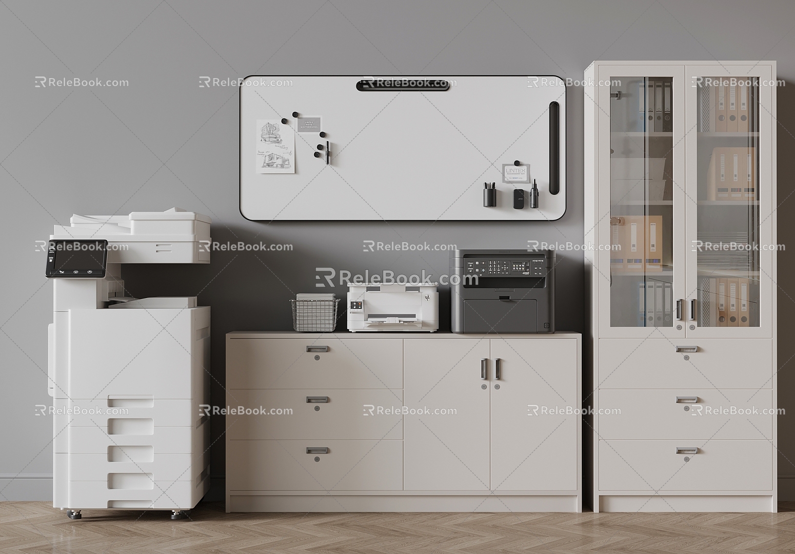 Printer file cabinet black and white version 3d model