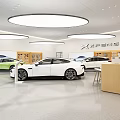 XPeng 4S Store Modern Showroom Featuring Display Cars And Reception Counter