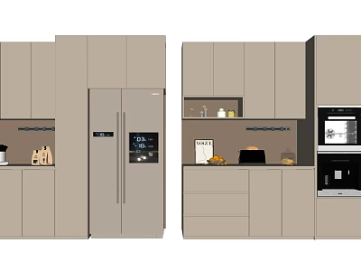Wine Cabinet Design In Modern Kitchen With Storage And Appliances 3d model