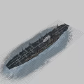 Powerful Military Warship Sailing On Blue Ocean With Deck Equipment And Hull Structure