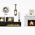 Modern Fireplaces With Various Designs Marble Mantel Black Cabinet And Burning Flames