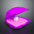 Shiny Pearl Inside Open Purple Shell With Pink Lining On Dark Background