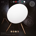 Modern Round Floor Lamp With Wooden Stand And Black Decorative Elements