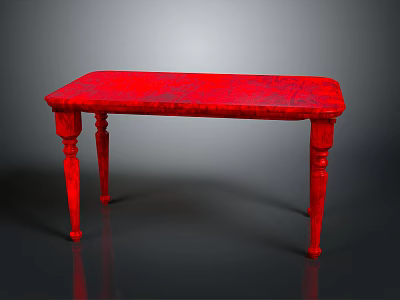 Red Table With Four Legs Sleek Design And Smooth Surface For Home Decor 3d model