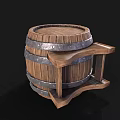 Sturdy Wooden Barrel With Wooden Slats Metal Hoops And Handle For Daily Use