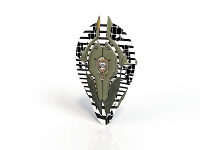 Ornamental Metal Decorative Component With Intricate Geometric Patterns And Central Gemstone 3d model