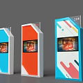 Colorful Digital Billboards Featuring Blue Orange Screens And Modern Design