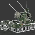 Military Functional Vehicle Featuring Twin Cannons Radar Camouflage Paint XT003 Red Star On Desert Terrain
