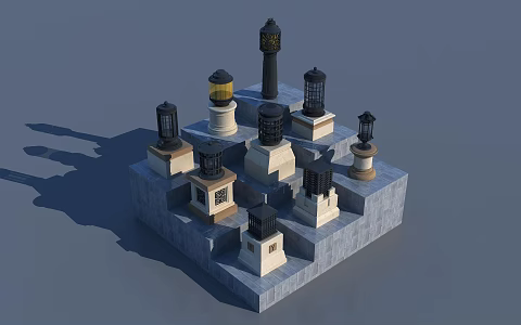 Chinese lawn lamp post 3d model