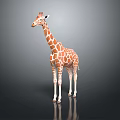 Realistic 3D Rendered Giraffe With Brown White Spots Standing On Dark Background