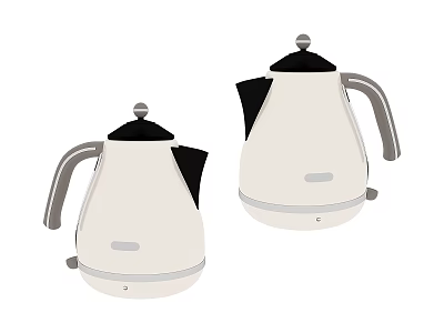 Two Modern Household Electric Kettles With White Design And Black Spout Lid 3d model