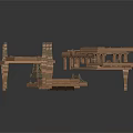 Ancient Architecture 3D Model with Multiple Roofs Columns and Wooden Structure