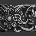 Intricate Silver Carved Floral Pattern Bracelet With Metal Decorative Design