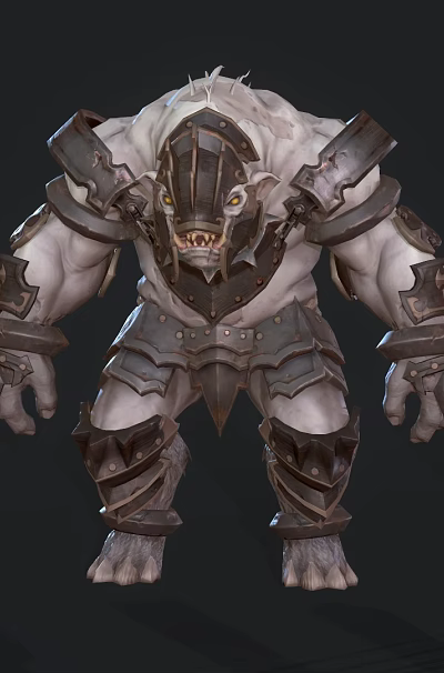 Fantasy Game Movie Character With Beast Like Features Muscular Build Armor Axe Weapon 3d model