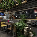 Home Steak Western Restaurant Modern Interior With Cozy Seating Green Plants And Good Steak