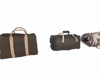 Canvas Bags Dark Charcoal Light Colored With Handles Roll Up Design And Star Patterns 3d model