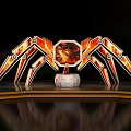 Modern Stage Spider Leg Structure Orange Red Lights Central Glowing Hexagonal Device White Base 3d model