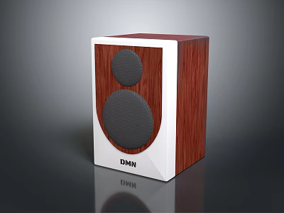 High Quality DMN Modern Wooden Speaker With White Frame Featuring Two Circular Speakers 3d model
