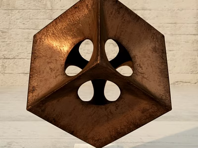 Copper Geometric Decorative Ornament Set With Hollow Design For Home Decor 3d model