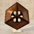 Copper Geometric Decorative Ornament Set With Hollow Design For Home Decor