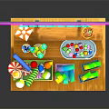 Rainbow Themed Yellow Toy Play Table with Toy Food Cup and Colorful Decorations