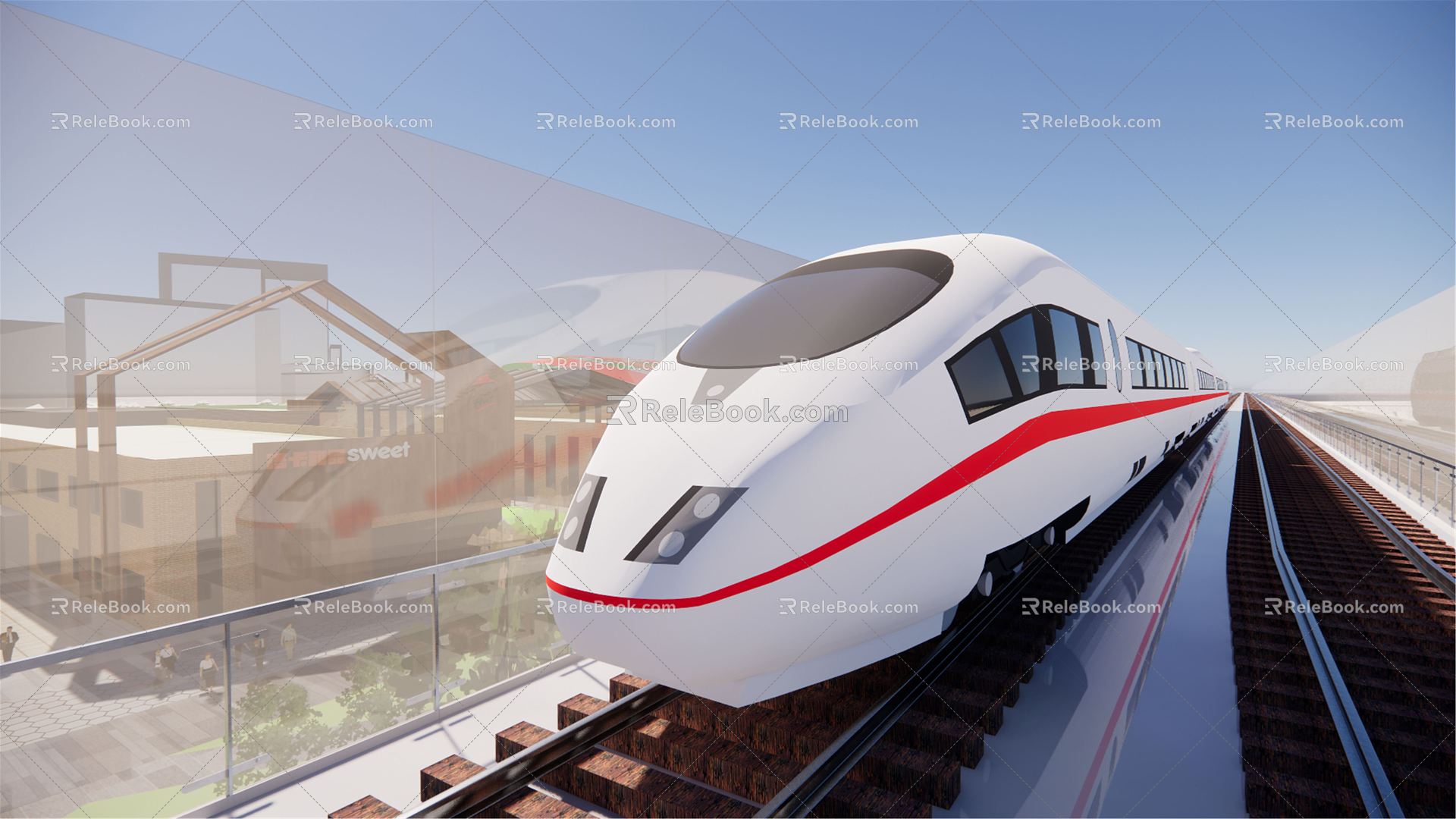 Modern high-speed rail train train rail car 3d model