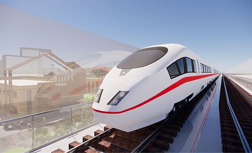 Modern high-speed rail train rail car 3d model