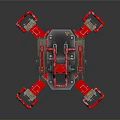 Green And Red Mechanical Robot Toy With Multiple Legs And Complex Structure