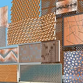 Various Decorative Screen Wall Designs With Geometric Patterns And Perforated Panels 3d model