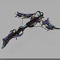 Futuristic Glowing Bow With Purple Blue Accents And Elaborate Curved Design