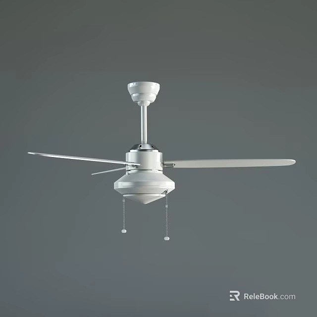 White Modern Air Conditioning Ceiling Fan With Cooling Blades And Ceiling Mount Design 3d model 