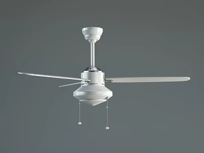 White Modern Air Conditioning Ceiling Fan With Cooling Blades And Ceiling Mount Design 3d model