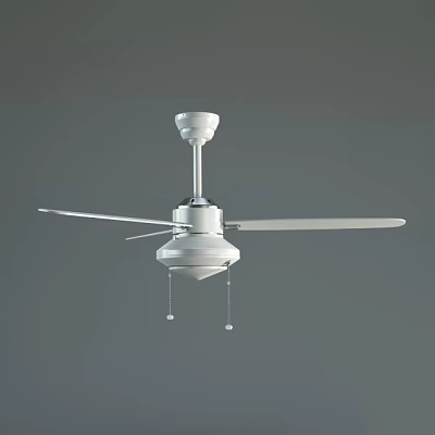 White Modern Air Conditioning Ceiling Fan With Cooling Blades And Ceiling Mount Design 3d model