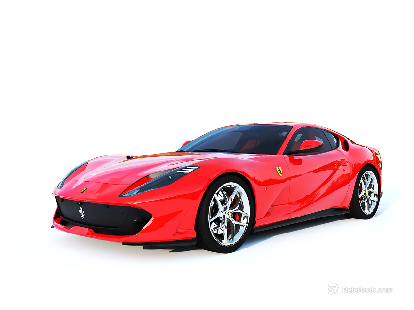 Red Ferrari Sports Car With Sleek Exterior Design And Alloy Wheels 3d model 
