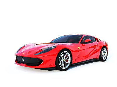 Red Ferrari Sports Car With Sleek Exterior Design And Alloy Wheels 3d model